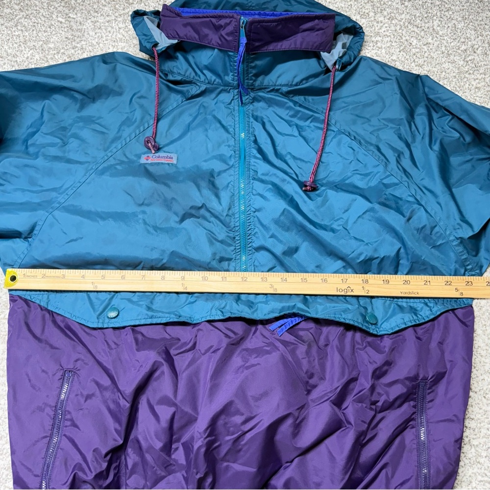 Men’s Vtg 90s Columbia Purple/Blue/Teal Windbreaker Nylon Jacket 1/2‎ Zip Coat L - Picture 11 of 13